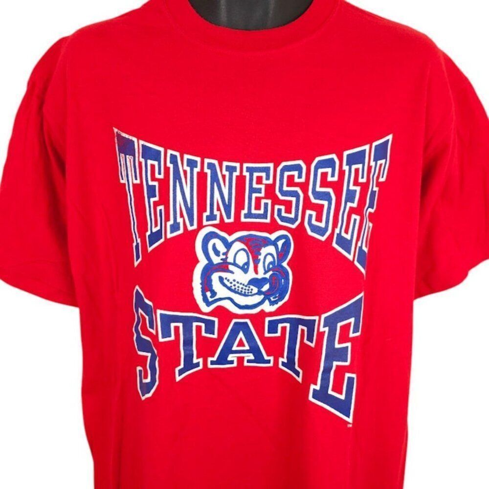 Vintage Tennessee State Tigers T Shirt Mens Size XL Red 90s Made In USA